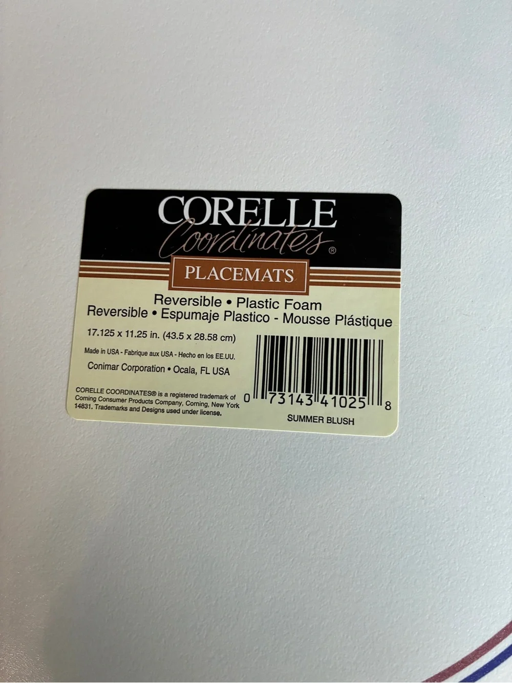 4 Corelle Summer Blush reversible vinyl placemats